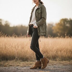 JOIE Makena Suede‎ Fringe Ankle Boots Booties Shoe Camel Tan Sz 37.5/6 US
